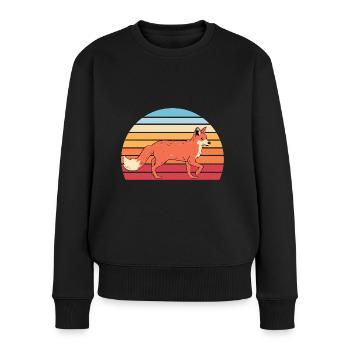 Retro Wald Tier Natur Waldbewohner Geschenk Fuchs - Frauen Premium Bio Pullover - Schwarz - Vorne - Julia (174cm)