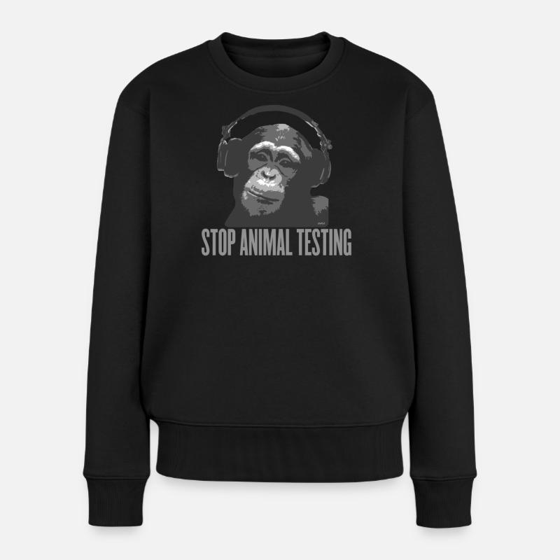 Stop Animal Testing by wam - Frauen Premium Bio Pullover - Schwarz