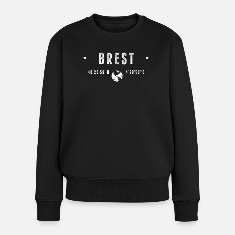 Brest Coordonnées Géographiques Stylisées - Pull Premium bio Femme - noir
