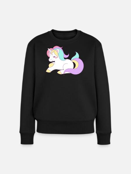 Einhorn - Frauen Premium Bio Pullover - Schwarz