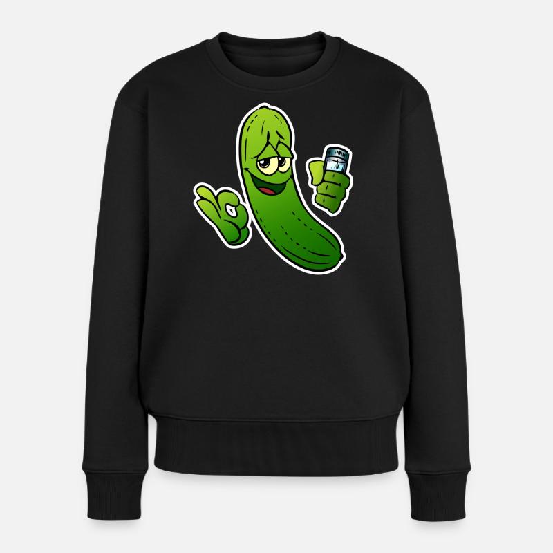 Gurkenheld Cartoon - Frauen Premium Bio Pullover - Schwarz
