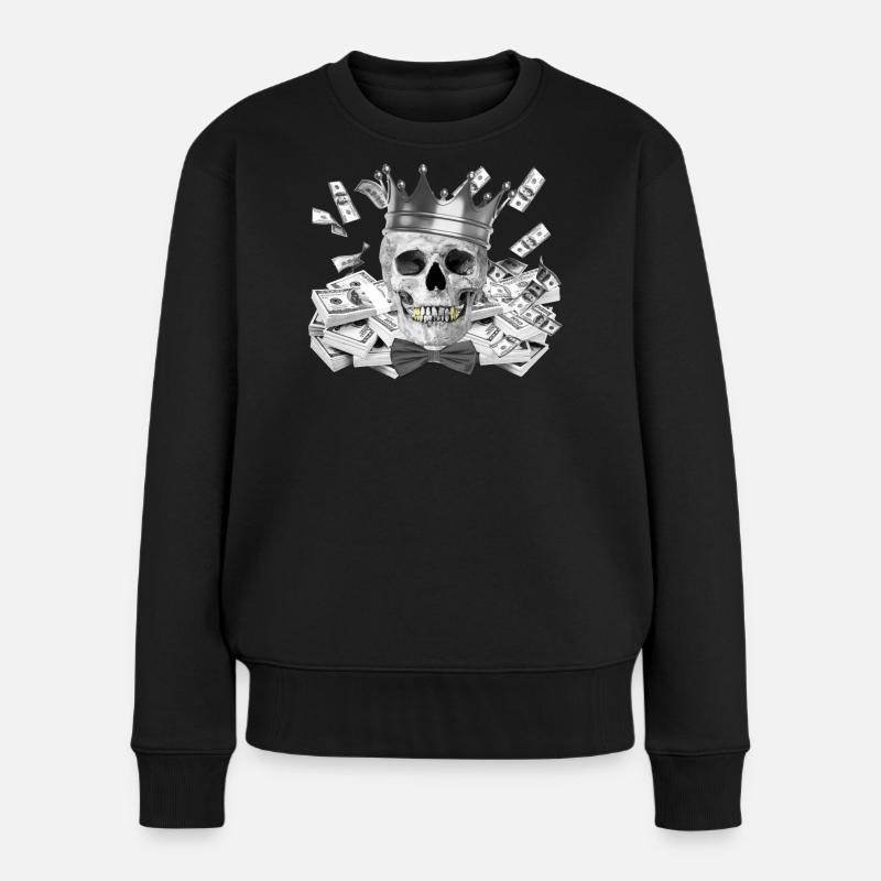 Totenkopf - Frauen Premium Bio Pullover - Schwarz
