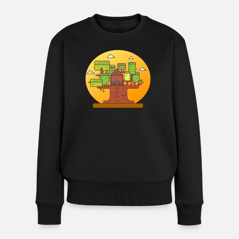 Baumhaus Abenteuer - Frauen Premium Bio Pullover - Schwarz