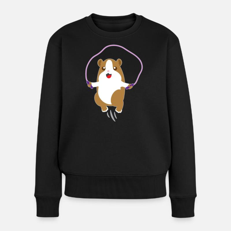 Kinder Hamster Tiershirt seilspringender Hamster - Frauen Premium Bio Pullover - Schwarz