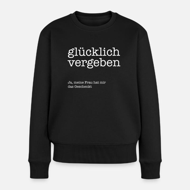 Glücklich vergeben - Frauen Premium Bio Pullover - Schwarz