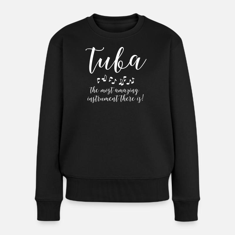Erstaunlicher Tuba-weißer Text - Frauen Premium Bio Pullover - Schwarz