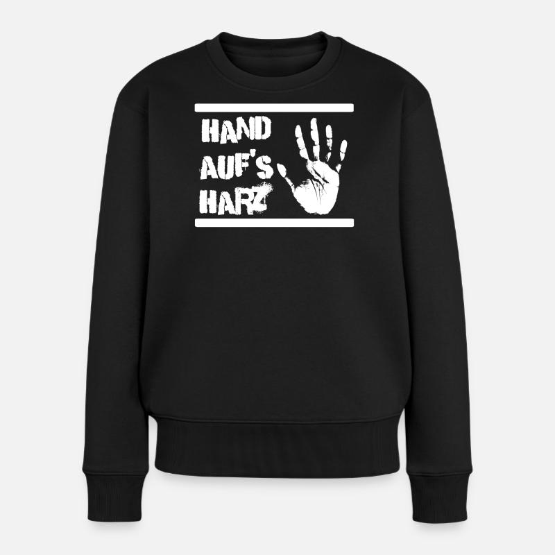 Hand auf's Harz - Handball Design - Frauen Premium Bio Pullover - Schwarz