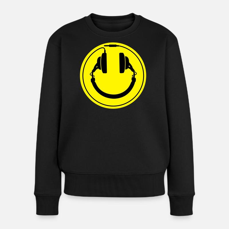 écouteurs smiley - Pull Premium bio Femme - noir