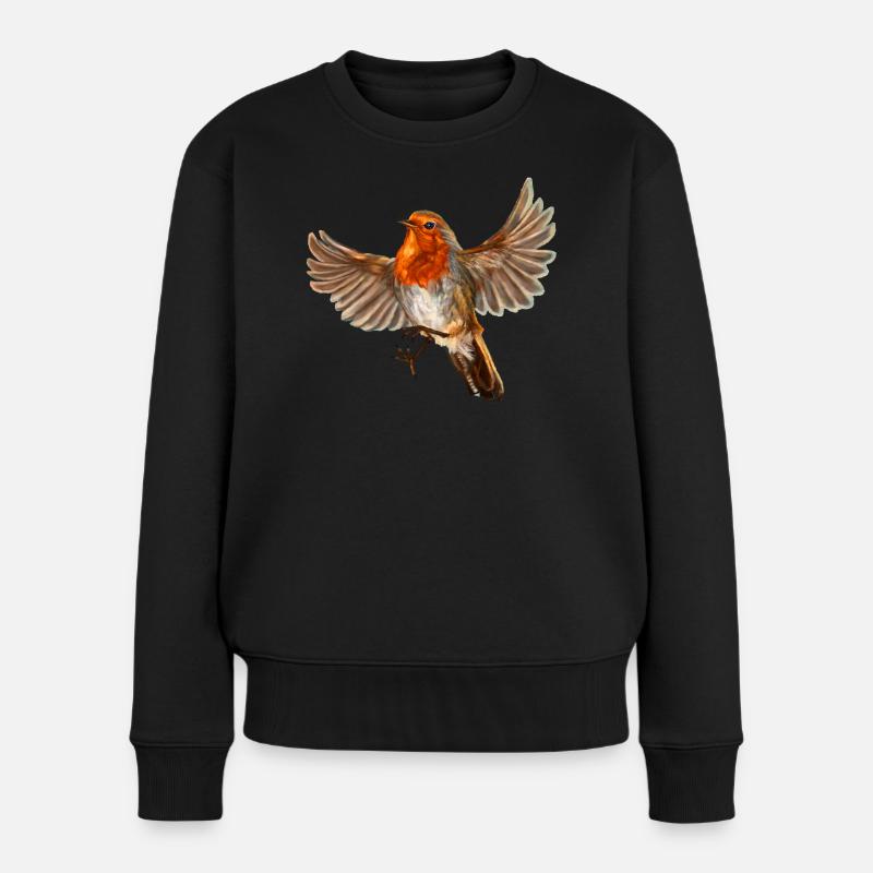 oiseau rouge-gorge - Pull Premium bio Femme - noir