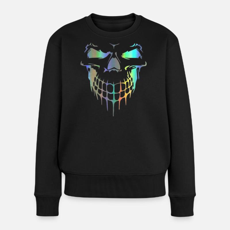 Totenkopf - Frauen Premium Bio Pullover - Schwarz
