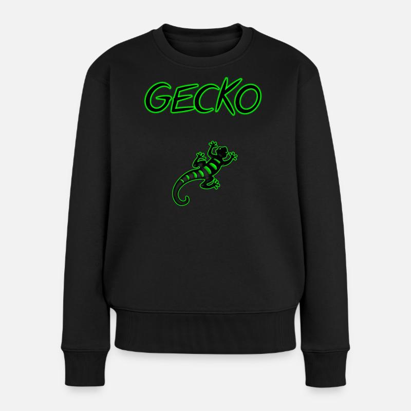 Gecko - Frauen Premium Bio Pullover - Schwarz