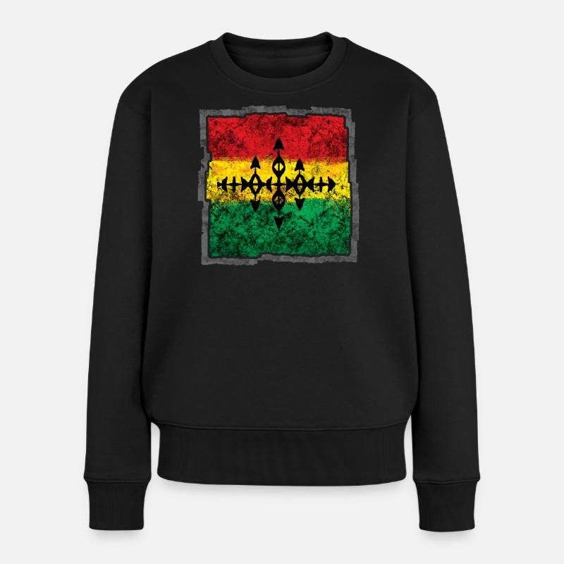 Abstraktes Reggae Färbe-Cross - Frauen Premium Bio Pullover - Schwarz