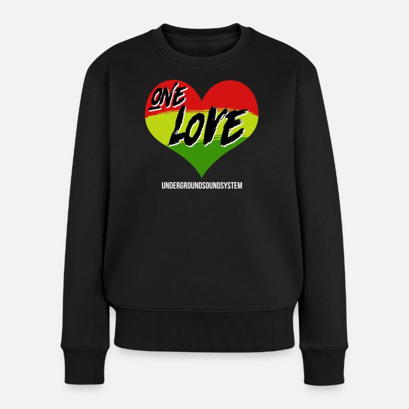 One Love Graffiti Herz Rainbow - Frauen Premium Bio Pullover - Schwarz