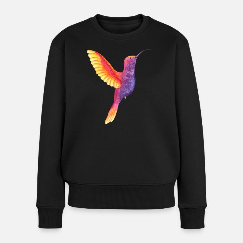 Colibri aquarelle vibrant - Pull Premium bio Femme - noir