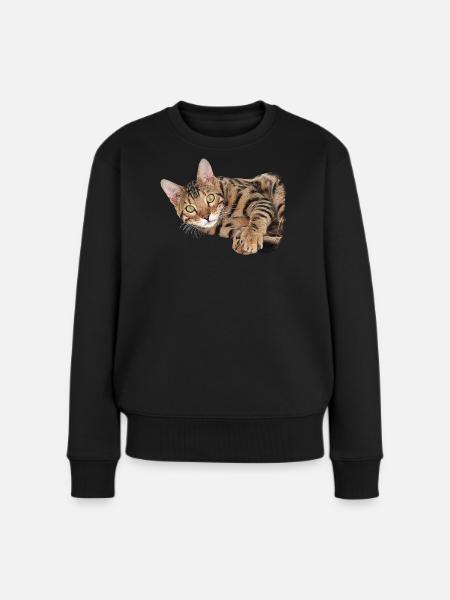 kuschelige bengal katze - Frauen Premium Bio Pullover - Schwarz