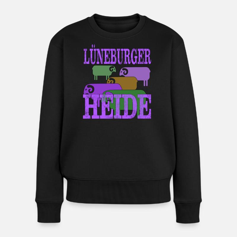 Lüneburger Heide Motiv - Frauen Premium Bio Pullover - Schwarz