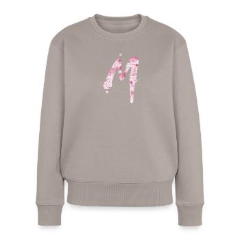 m - Frauen Premium Bio Pullover - Taupe - Vorne - Julia (174cm)