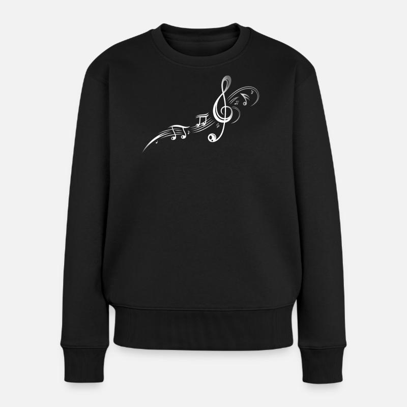Musique, clef, étoiles et notes de musique. - Pull Premium bio Femme - noir