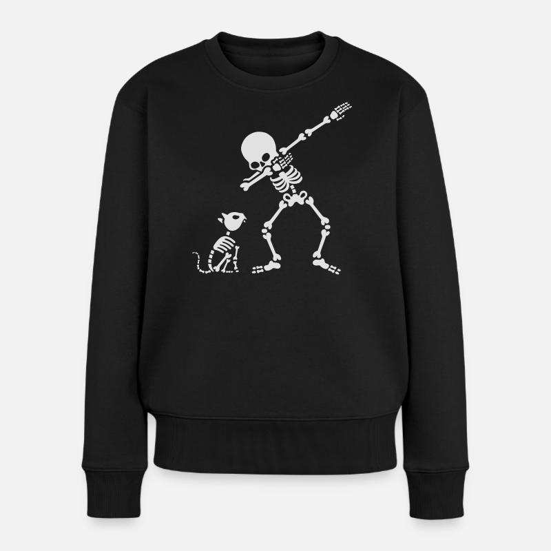 Dab dabbing skeleton Pet Cat Bones - Frauen Premium Bio Pullover - Schwarz