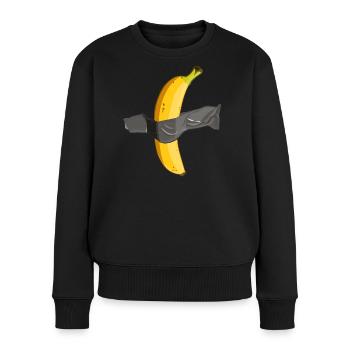 Geklebte Bananenkunst - Frauen Premium Bio Pullover - Schwarz - Vorne - Julia (174cm)