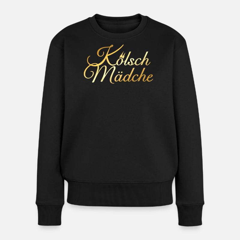 Kölsch Mädche mit Kölner Dom aus Köln - Frauen Premium Bio Pullover - Schwarz