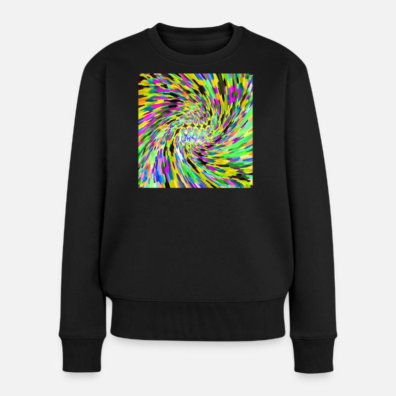 Psychedelischer Wirbel - Frauen Premium Bio Pullover - Schwarz