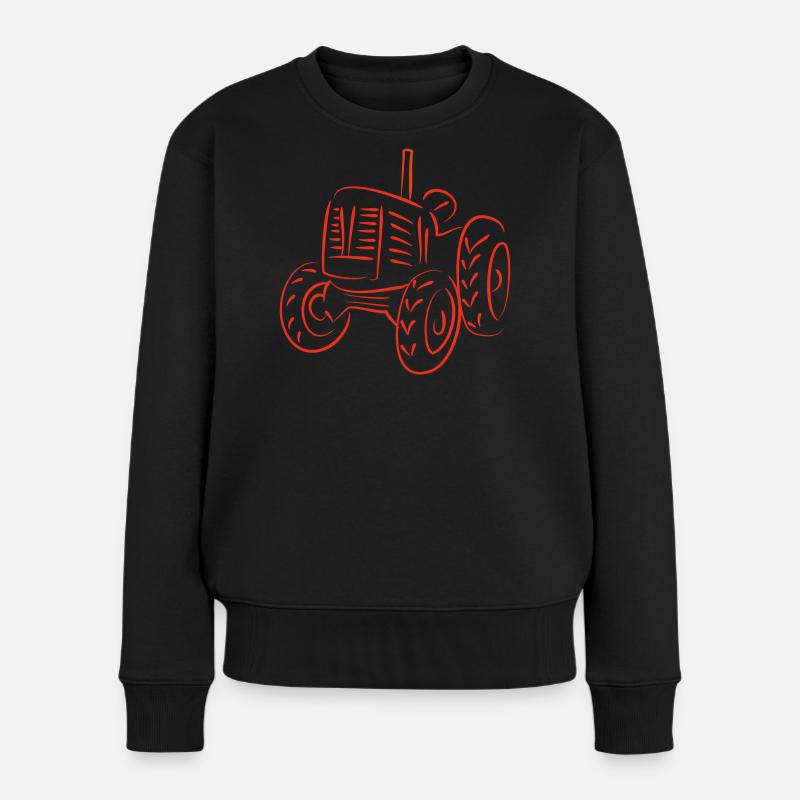 Rustikaler Traktor Silhouetten-Design - Frauen Premium Bio Pullover - Schwarz