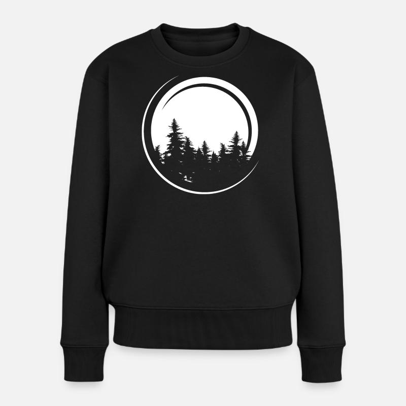moon forest symbol Tanne Wald Mond Symbol Logo - Frauen Premium Bio Pullover - Schwarz