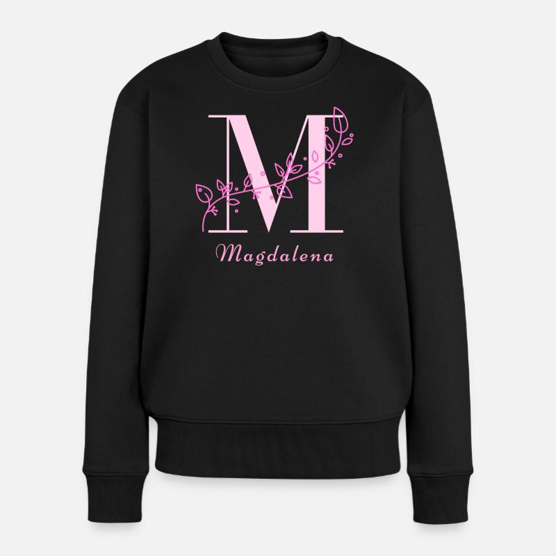 MAGDALENA Blumen Buchstabe Damen Name Shirt - Frauen Premium Bio Pullover - Schwarz