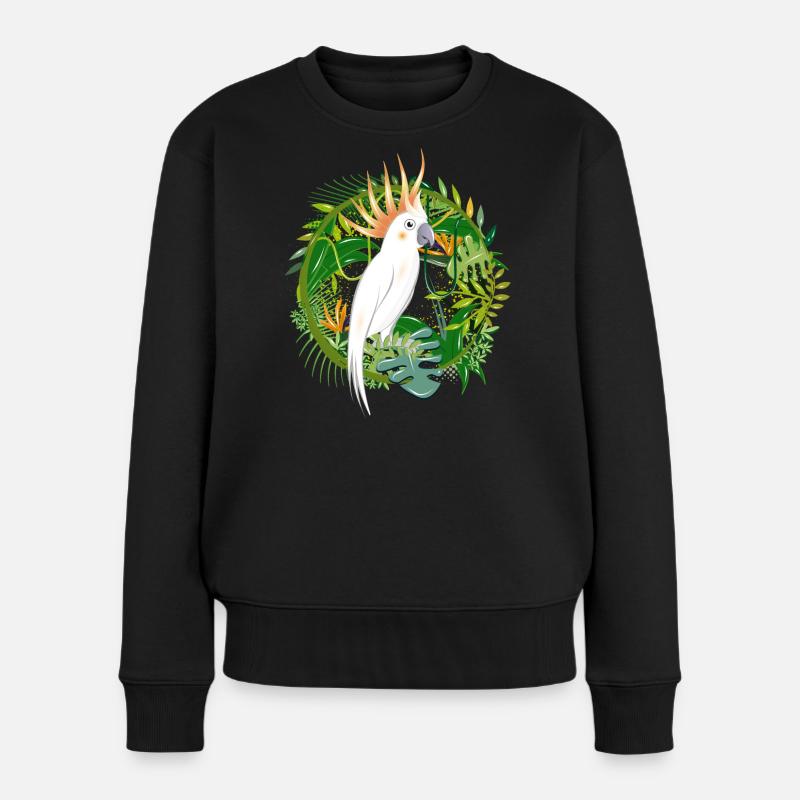 geheimnisvoller Dschungel mit Kakadu Vogel - Frauen Premium Bio Pullover - Schwarz