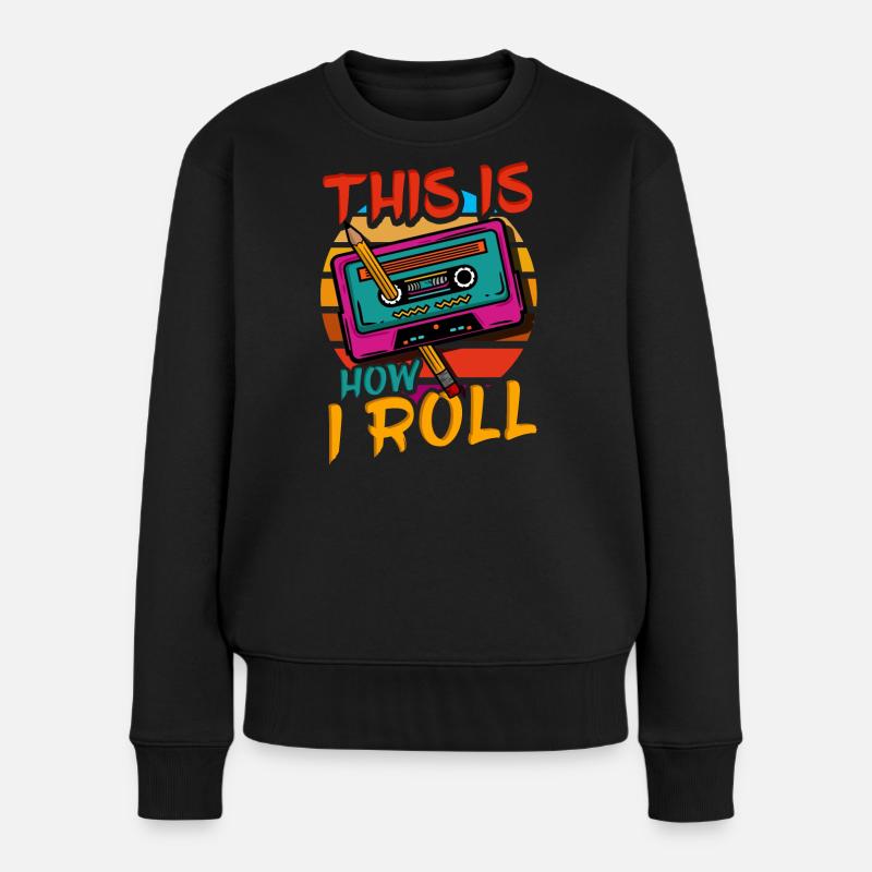80er 90er Kassette Geburtstag - Frauen Premium Bio Pullover - Schwarz