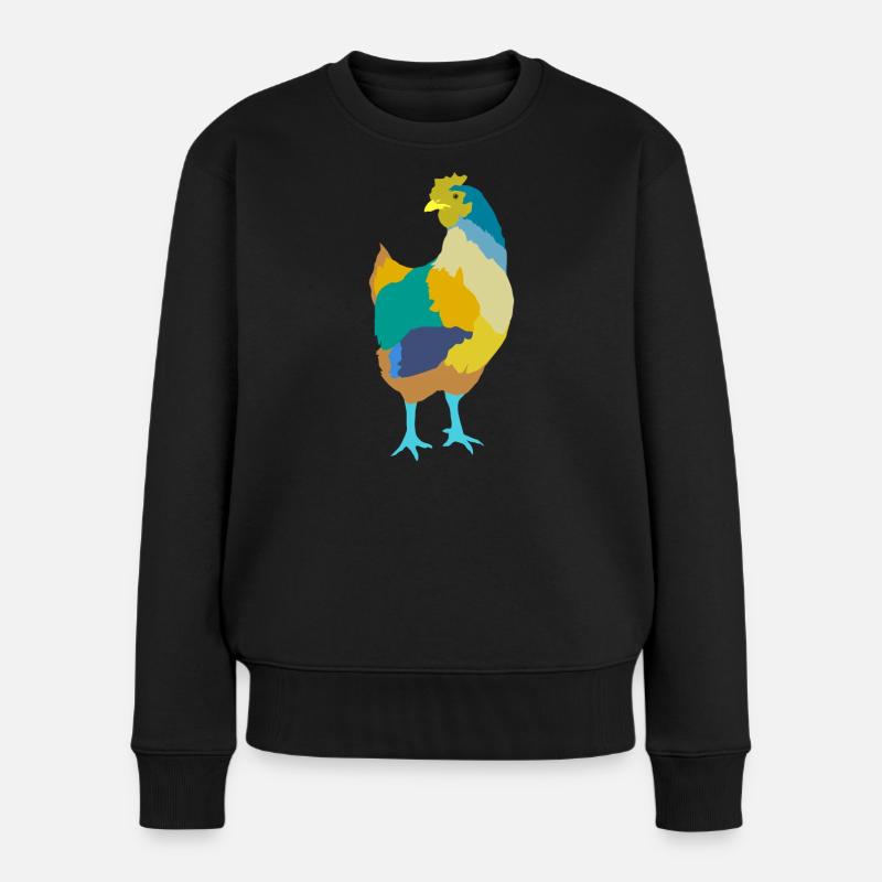 Huhn - Frauen Premium Bio Pullover - Schwarz