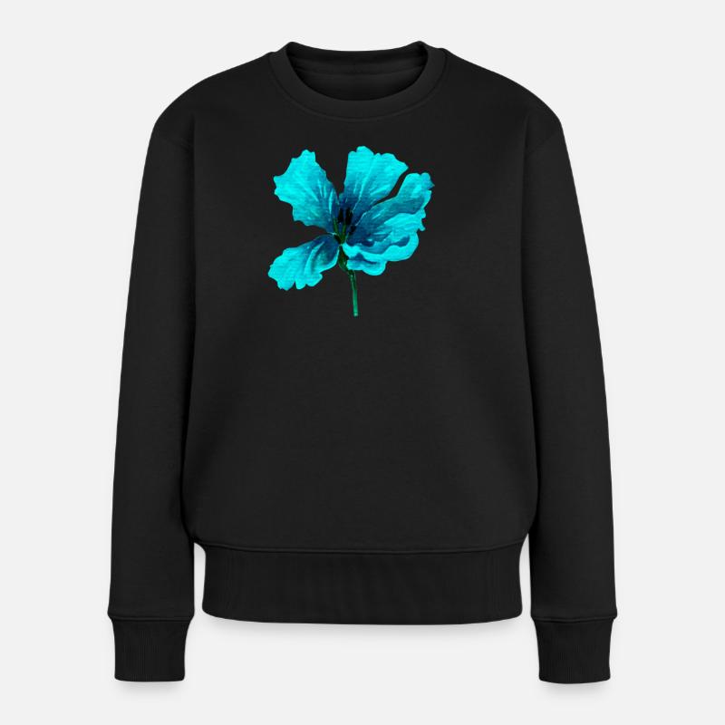 Blume - Frauen Premium Bio Pullover - Schwarz