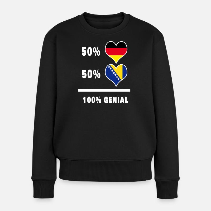 Deutschland und Bosnien Genial / Geschenk - Frauen Premium Bio Pullover - Schwarz