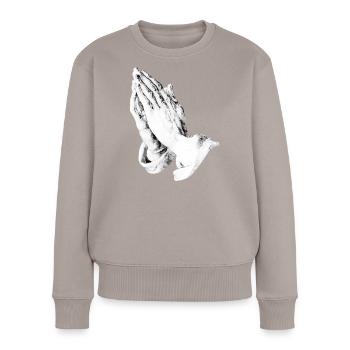 Praying hands | Betende Hände | Albrecht Dürer - Frauen Premium Bio Pullover - Taupe - Vorne - Julia (174cm)