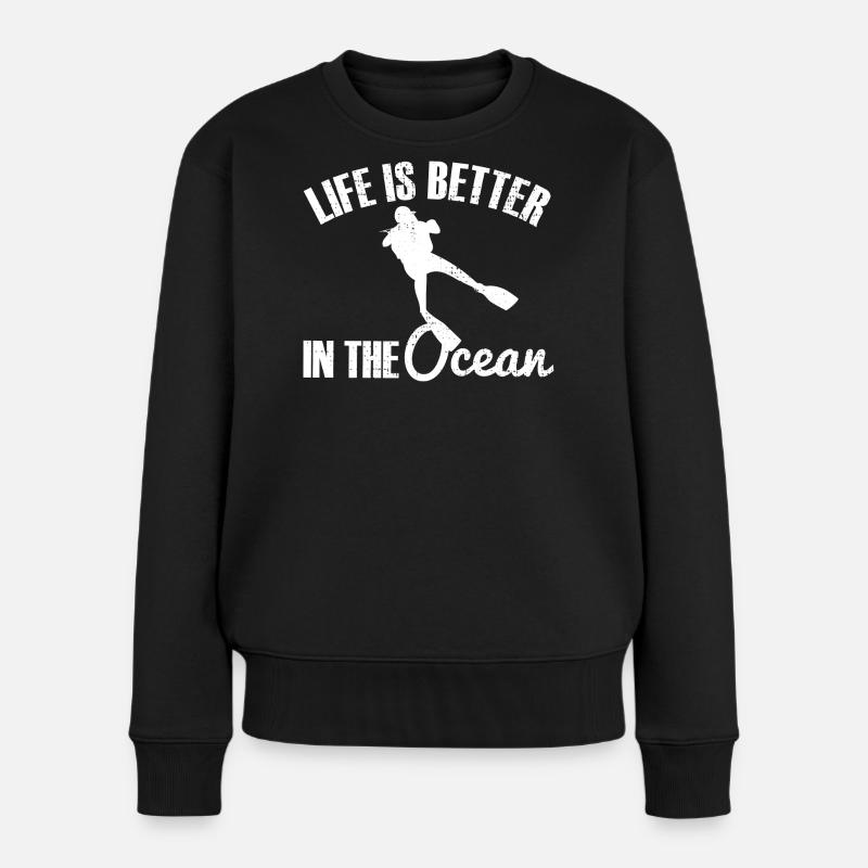 Taucher Tauchen - Frauen Premium Bio Pullover - Schwarz