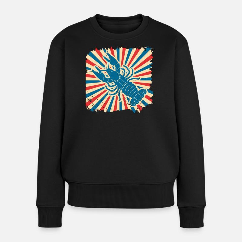 Hummer im Sonnenrad Retro - Frauen Premium Bio Pullover - Schwarz