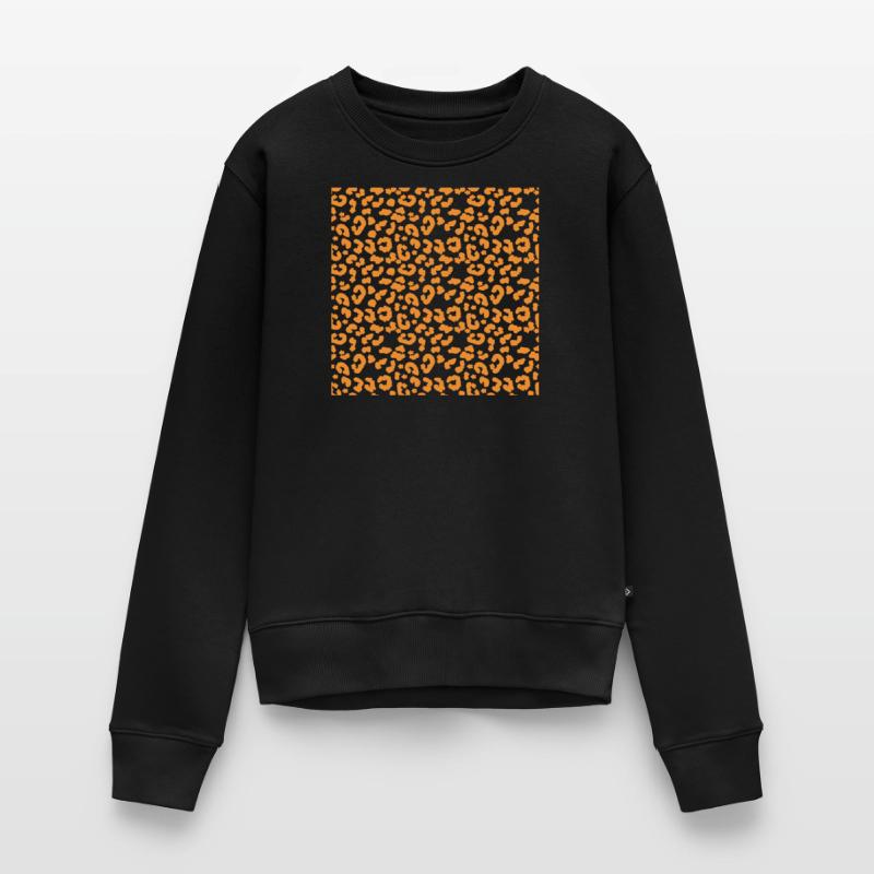 Leopard Pattern Pattern in Orange on Black Women's Premium Organic Jumper