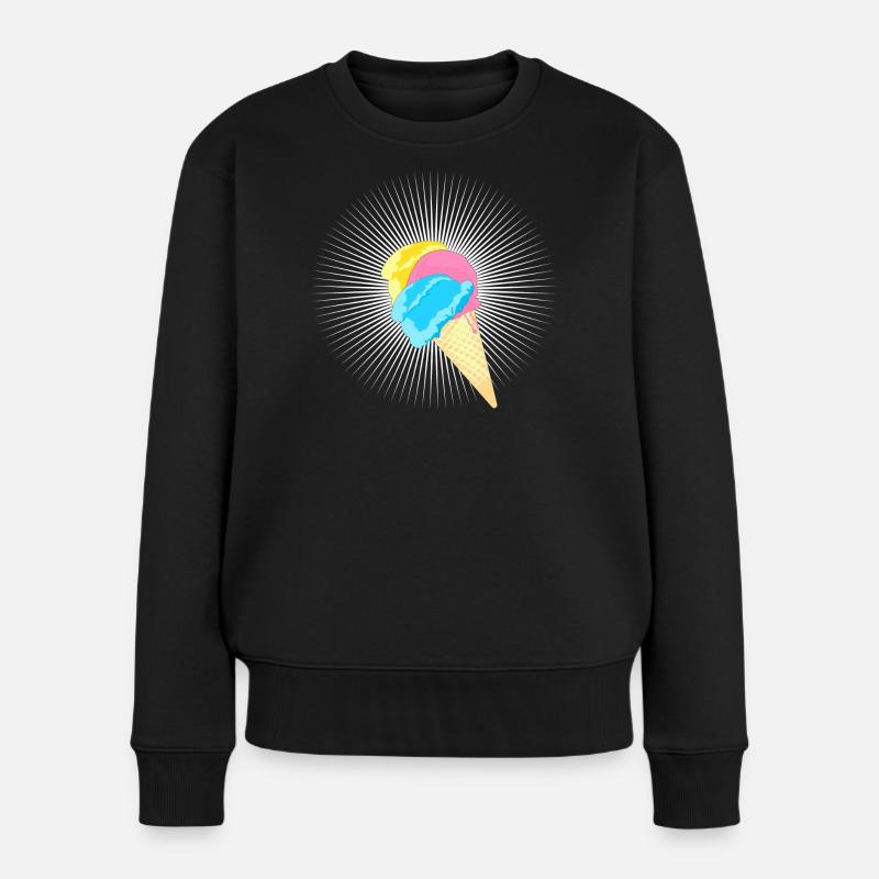 Eis Eistüte Eiskrem Softeis Waffel Strahlen - Frauen Premium Bio Pullover - Schwarz
