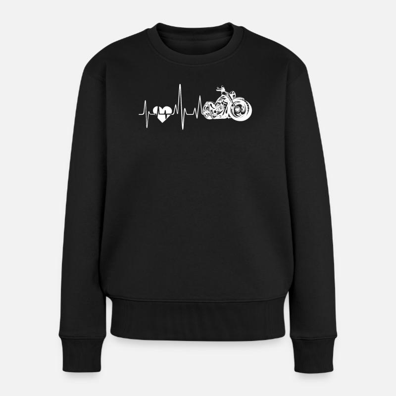 Motorrad Motorrad Herzschlag - Frauen Premium Bio Pullover - Schwarz