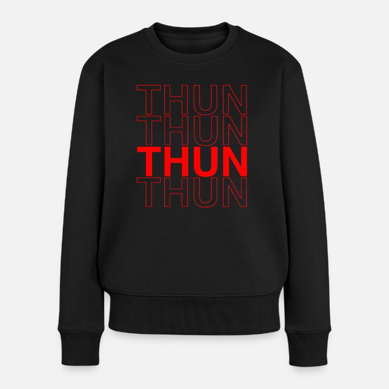 THUN Design - Rote Schriftkunst - Frauen Premium Bio Pullover - Schwarz
