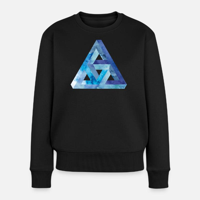 Optische Täuschung Dreieck Escher - Frauen Premium Bio Pullover - Schwarz