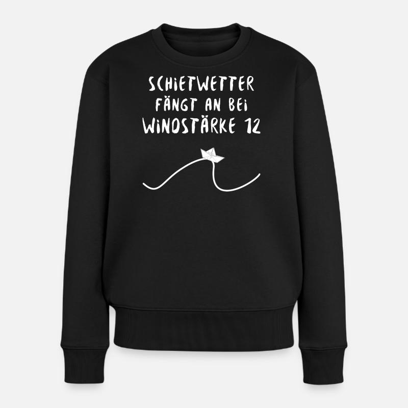 Schietwetter Welle Boot - Frauen Premium Bio Pullover - Schwarz