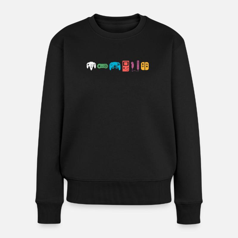Symboles de jeu classique rétro vintage coloré - Pull Premium bio Femme - noir
