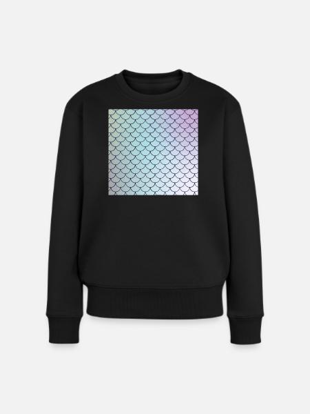 Aquarellierte Fischschuppen Muster - Frauen Premium Bio Pullover - Schwarz