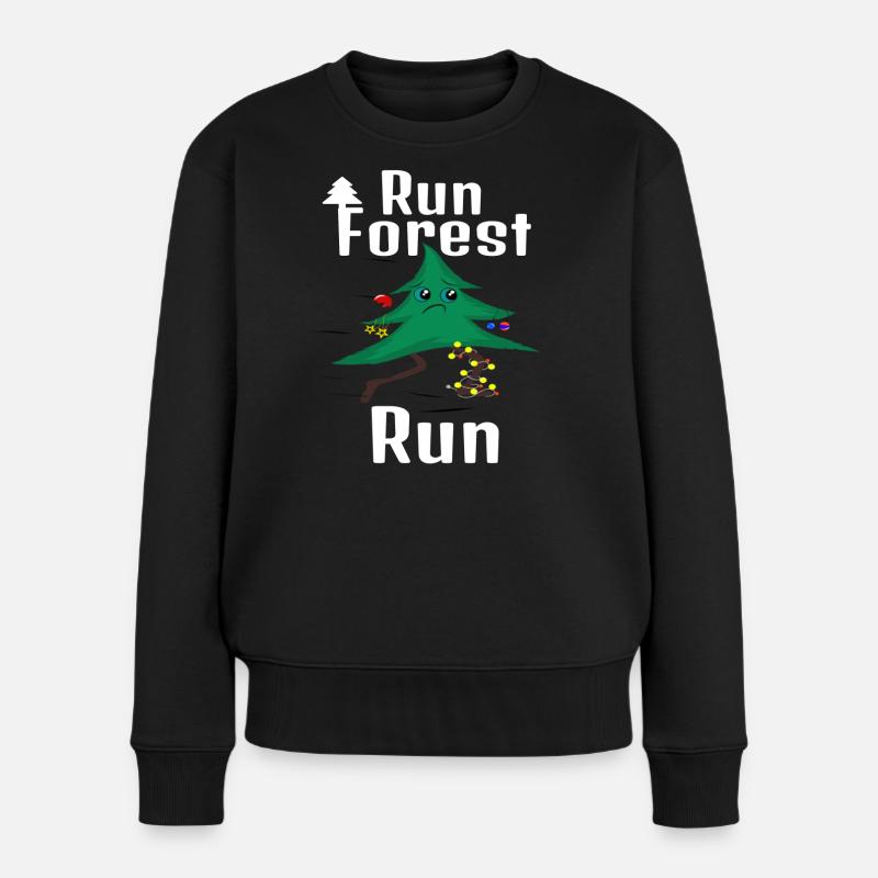 Lauf Forest Lauf! Weihnachtsbaum - Frauen Premium Bio Pullover - Schwarz