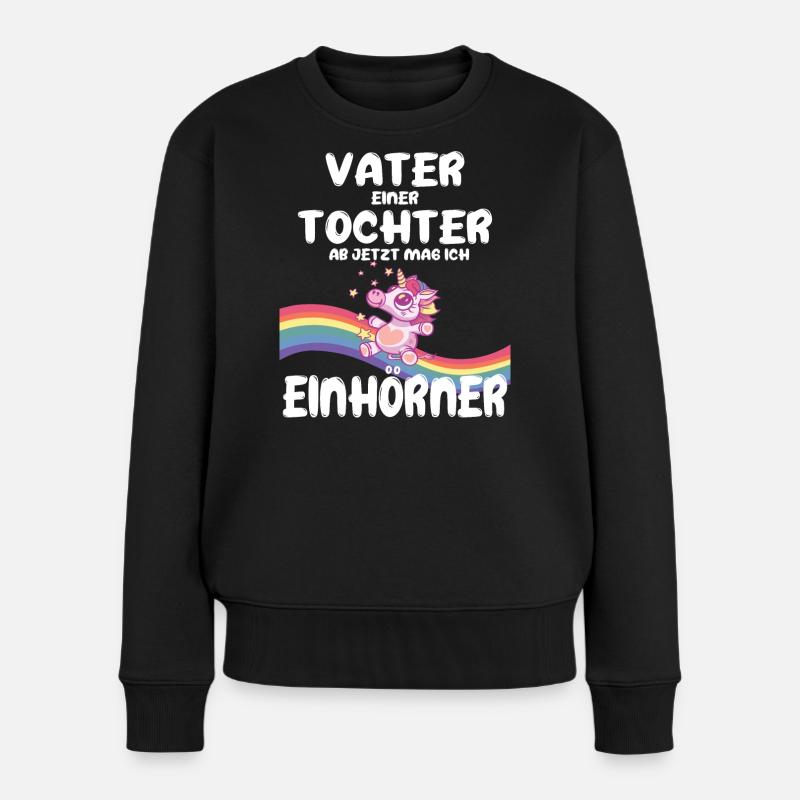 Vater Tochter Einhorn Geburt Geschenk Schwanger 2 - Frauen Premium Bio Pullover - Schwarz