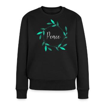 PEACE. PAIX. LIBERTÉ. EGALITE. FRATERNITE. BONHEUR - Pull Premium bio Femme - noir - Devant - Julia (174cm)