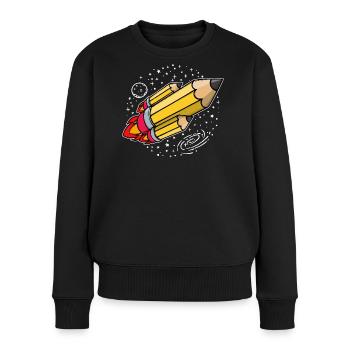 Schule Schulbeginn Bleistift Rakete Schulstart - Frauen Premium Bio Pullover - Schwarz - Vorne - Julia (174cm)