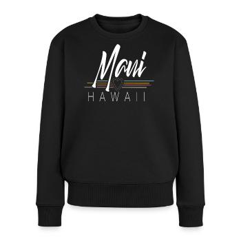 Maui Hawaii - Frauen Premium Bio Pullover - Schwarz - Vorne - Julia (174cm)